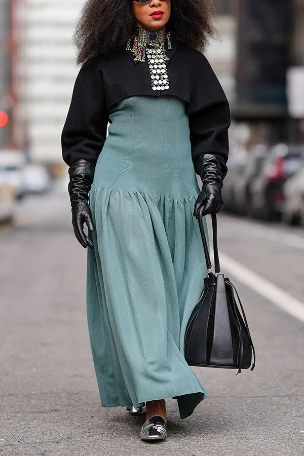 Retro Batwing Sleeve Sweatshirt & Dress Set