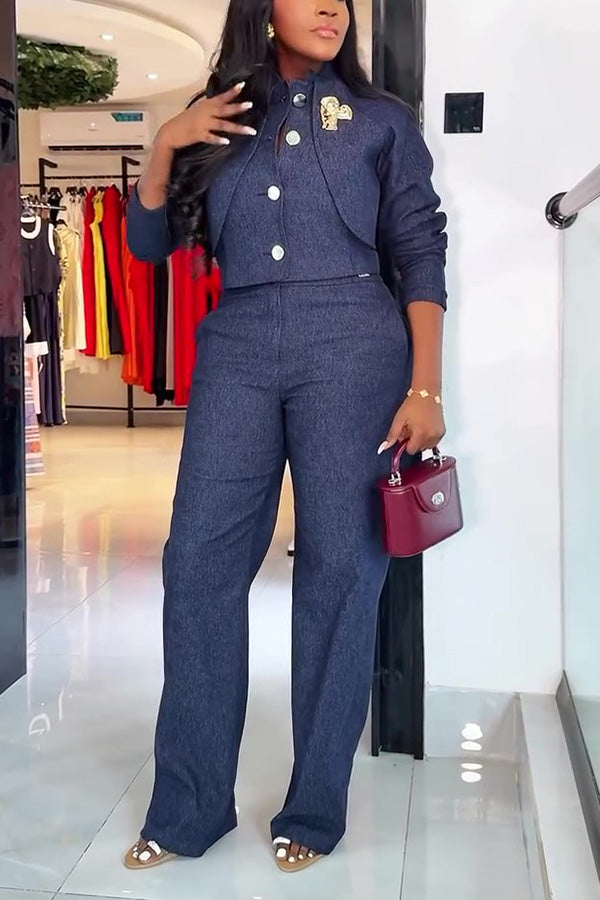 Chic Single Breasted Top & Pants Set