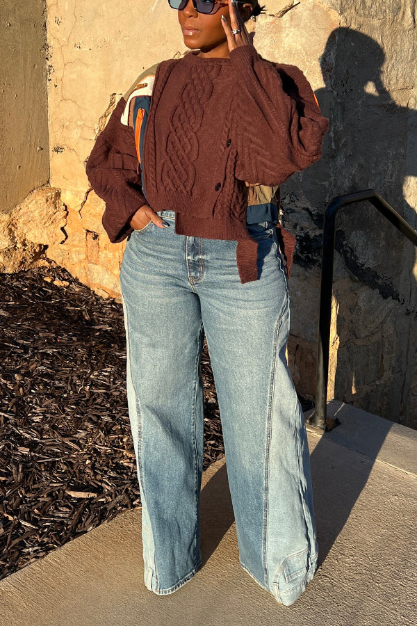 Retro Two Tone Straight Leg Jeans