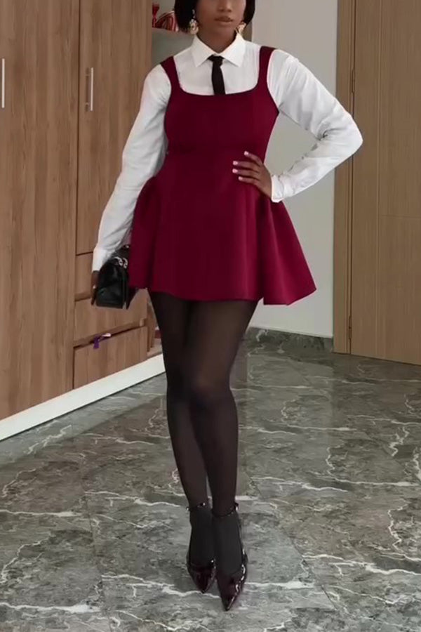 Fashion U-Neck Ruffle Hem Vest Dress