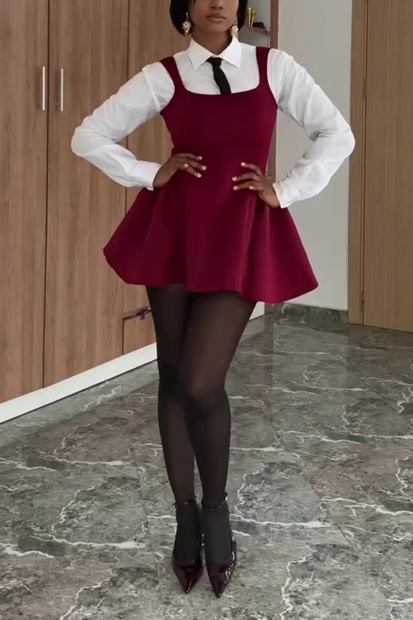 Fashion U-Neck Ruffle Hem Vest Dress