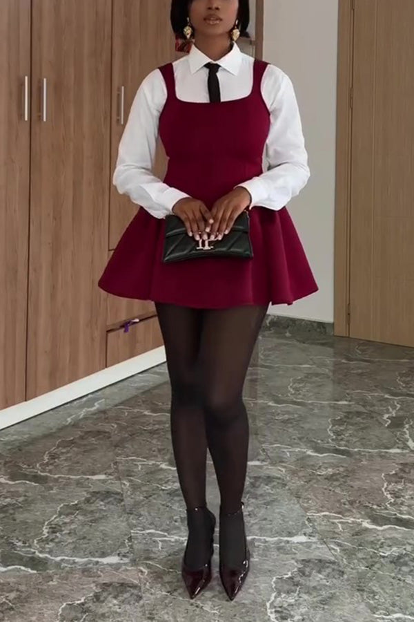 Fashion U-Neck Ruffle Hem Vest Dress