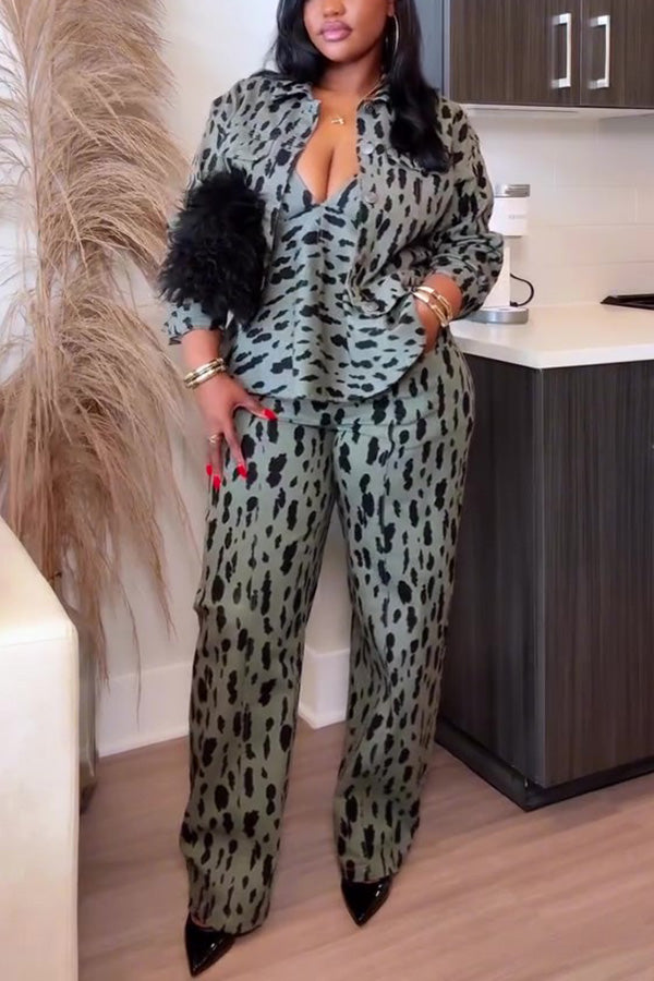 Retro Polka Dot Print Camisole Jacker & Pants Three Piece Set
