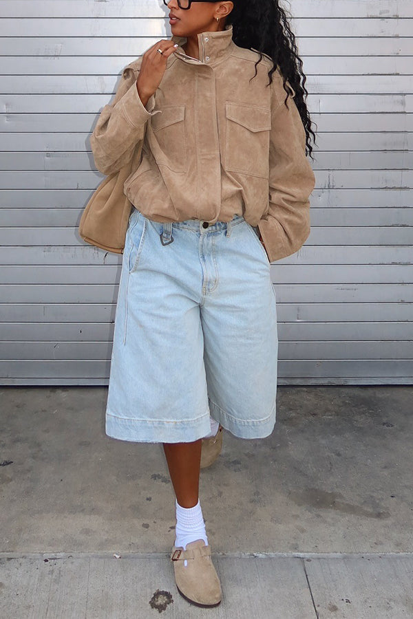 Casual Flap Pocket Stand Collar Jacket