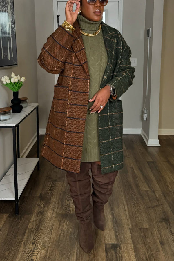 Retro Two Tone Plaid Outerwear