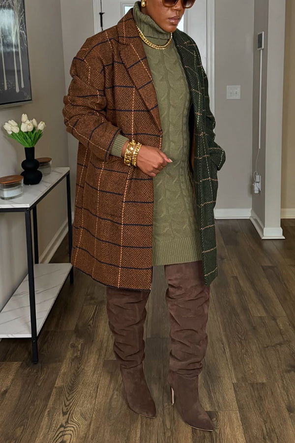 Retro Two Tone Plaid Outerwear