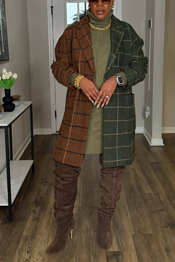 Retro Two Tone Plaid Outerwear