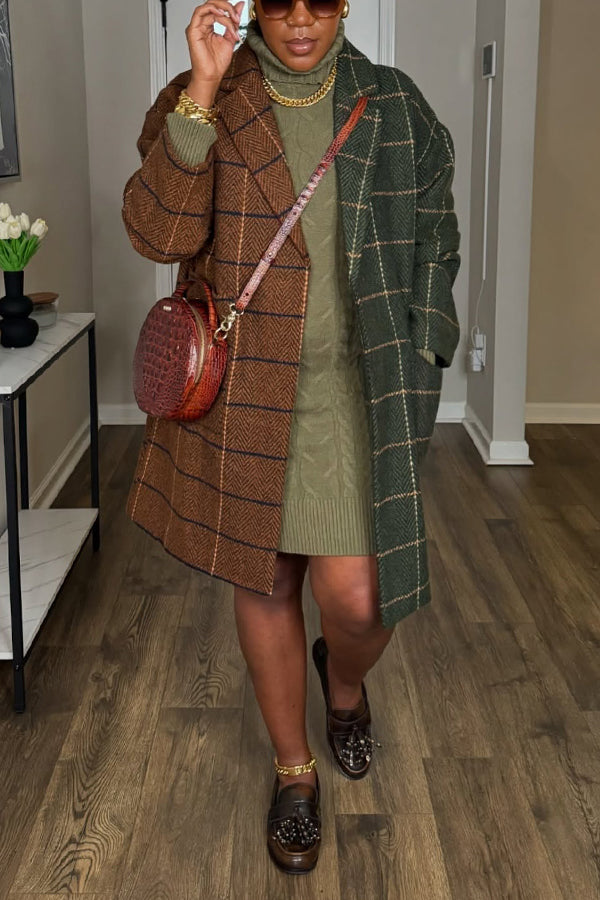 Retro Two Tone Plaid Outerwear