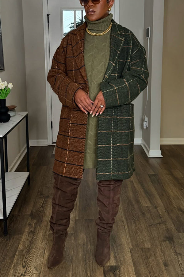 Retro Two Tone Plaid Outerwear