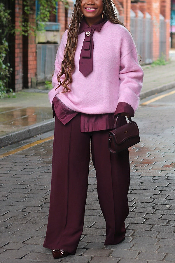 Stylish Shirt Collar Tie Sweater
