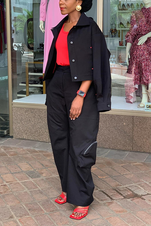 Chic Single Breasted Jacket & Straight Leg Pants Set