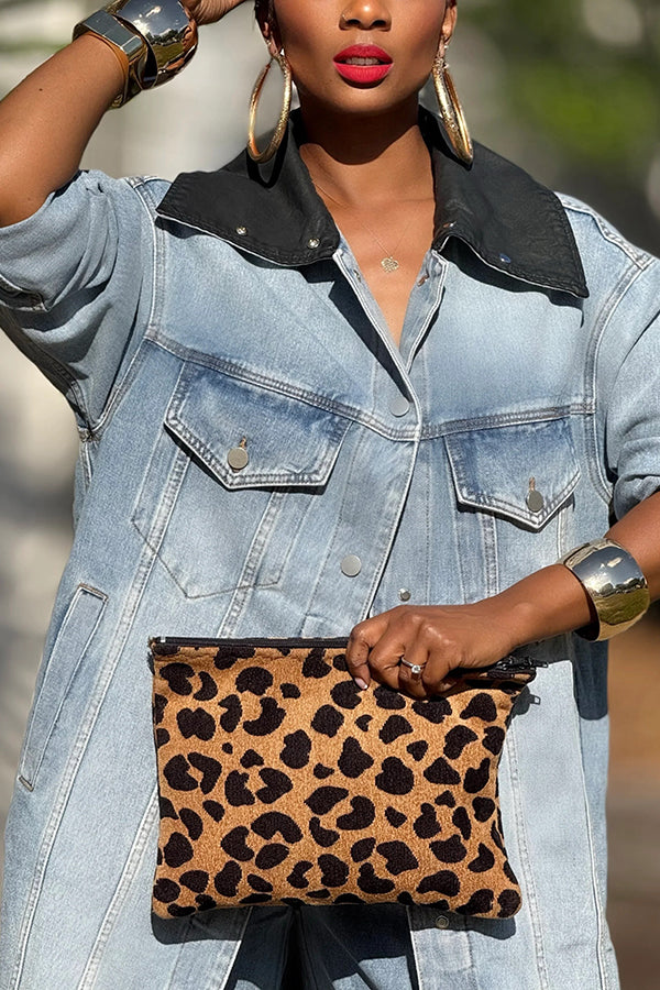 Vintage Contrast Denim Long Jacket