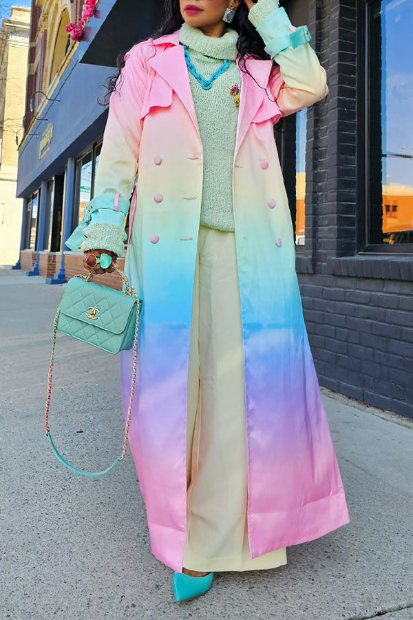 Chic Ombre Lapel Collar Overcoat
