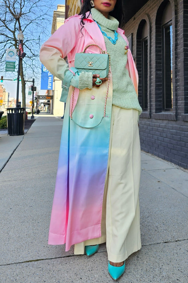 Chic Ombre Lapel Collar Overcoat