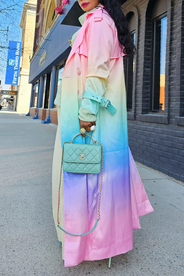 Chic Ombre Lapel Collar Overcoat