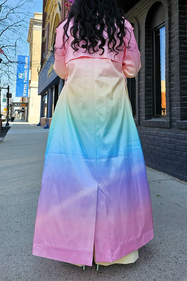 Chic Ombre Lapel Collar Overcoat