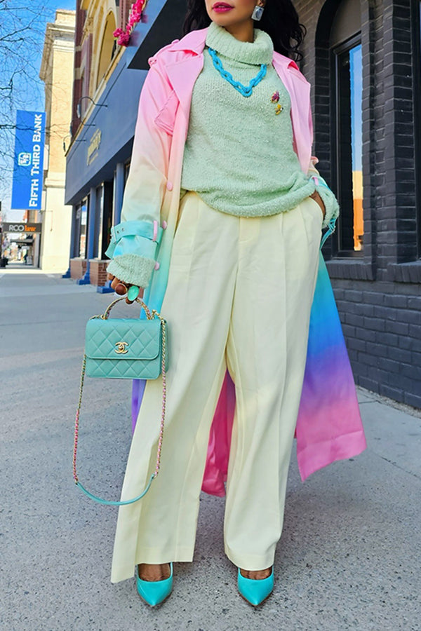 Chic Ombre Lapel Collar Overcoat