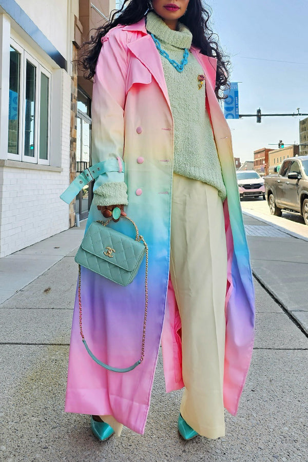 Chic Ombre Lapel Collar Overcoat