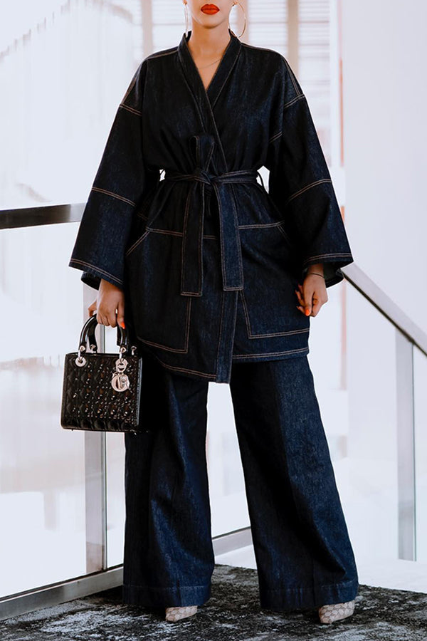 Stylish Patched Pocket Top & Pants Set