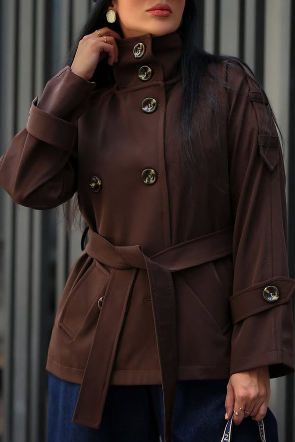 Retro Double Breasted Stand Collar Jacket