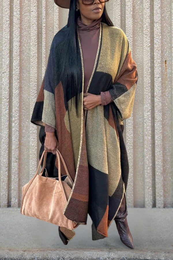 Chic Colorblock Long Sleeves Cardigan