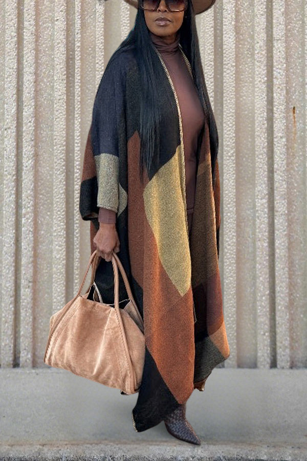 Chic Colorblock Long Sleeves Cardigan
