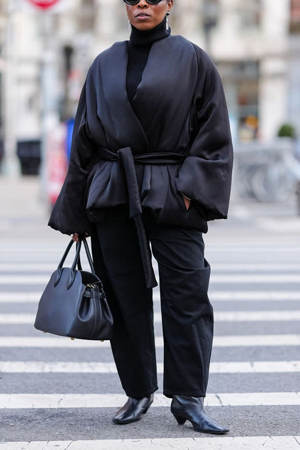 Stylish Open Front Belted Coat