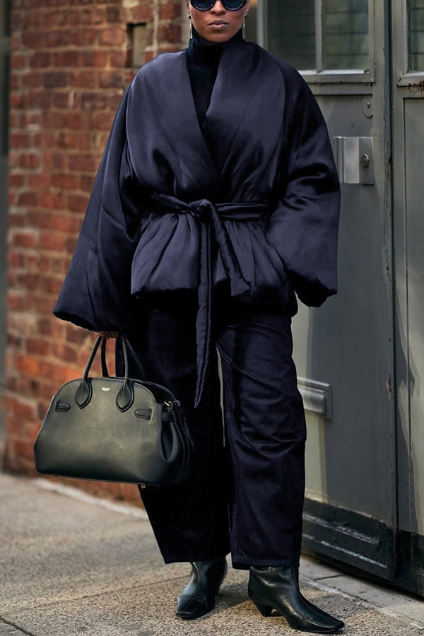 Stylish Open Front Belted Coat