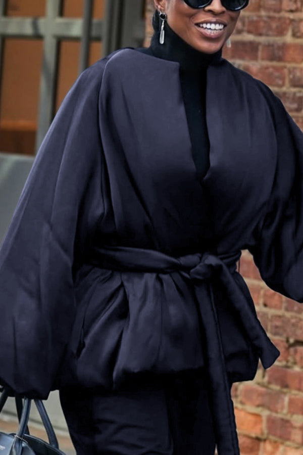 Stylish Open Front Belted Coat