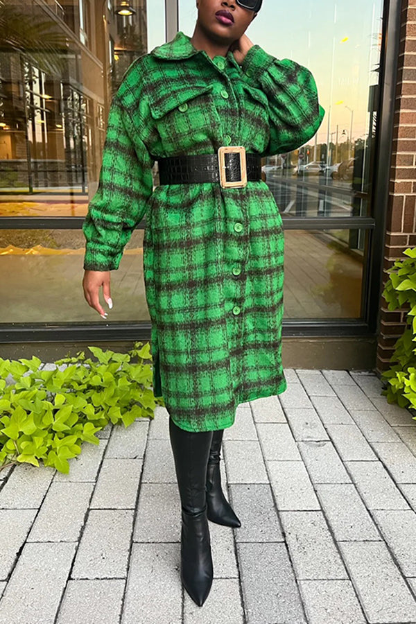 Vintage Plaid Shirt Collar Outerwear 