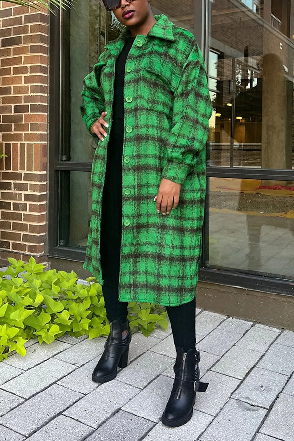 Vintage Plaid Shirt Collar Outerwear 