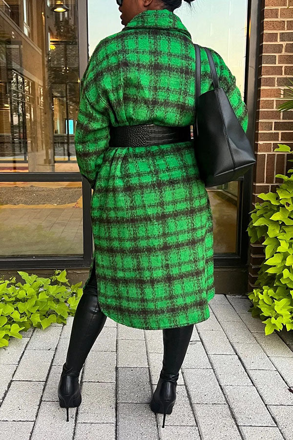 Vintage Plaid Shirt Collar Outerwear 
