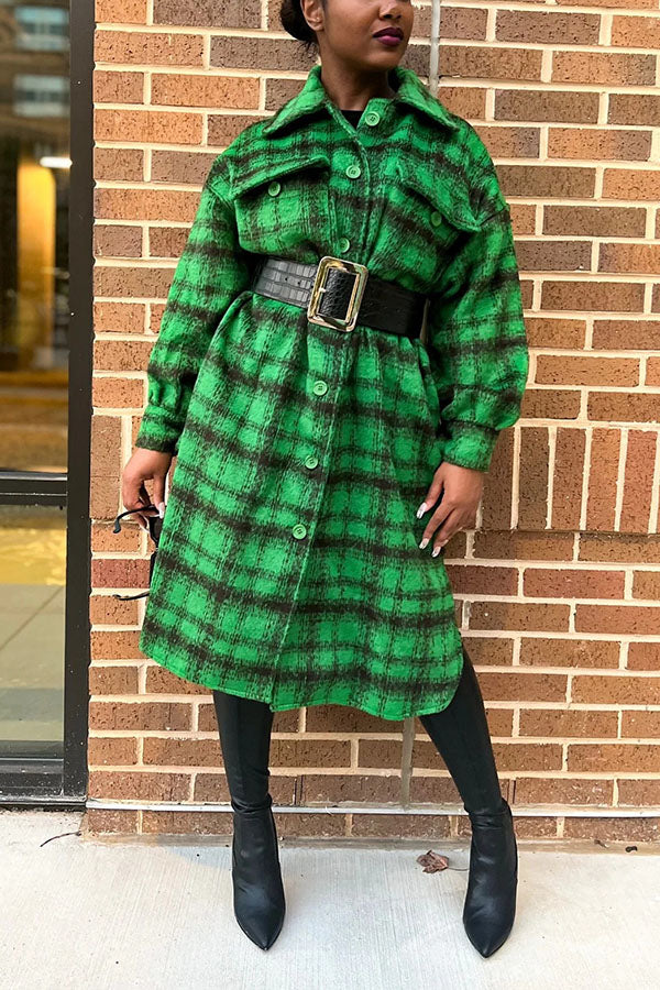 Vintage Plaid Shirt Collar Outerwear 