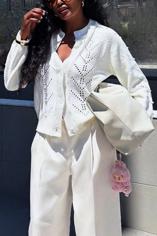 Chic Ribbed Knit Button Up Cardigan