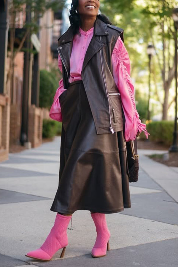 Fashion Zip Detail PU Vest