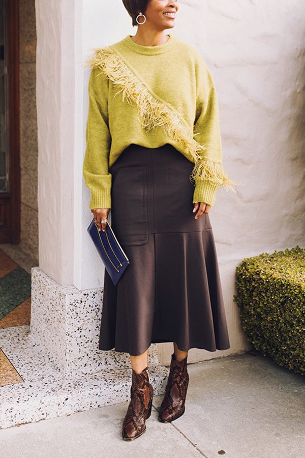 Romantic Round Neck Fuzzy Sweater