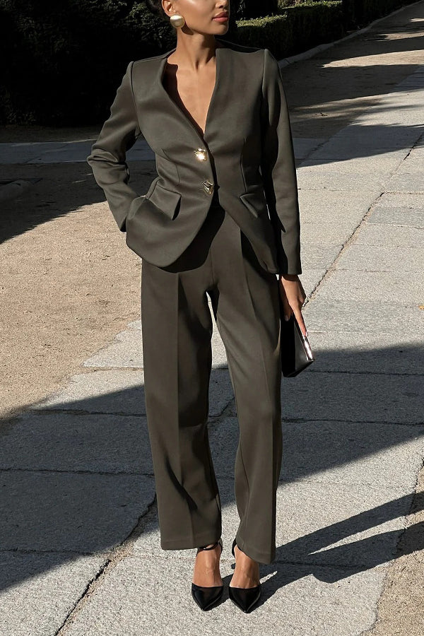 Classic Button Up Blazer & Pants Set
