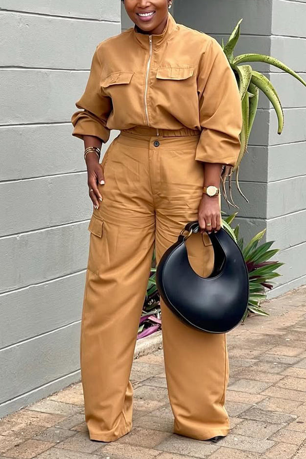 Chic Zip Up Top & Pants Set