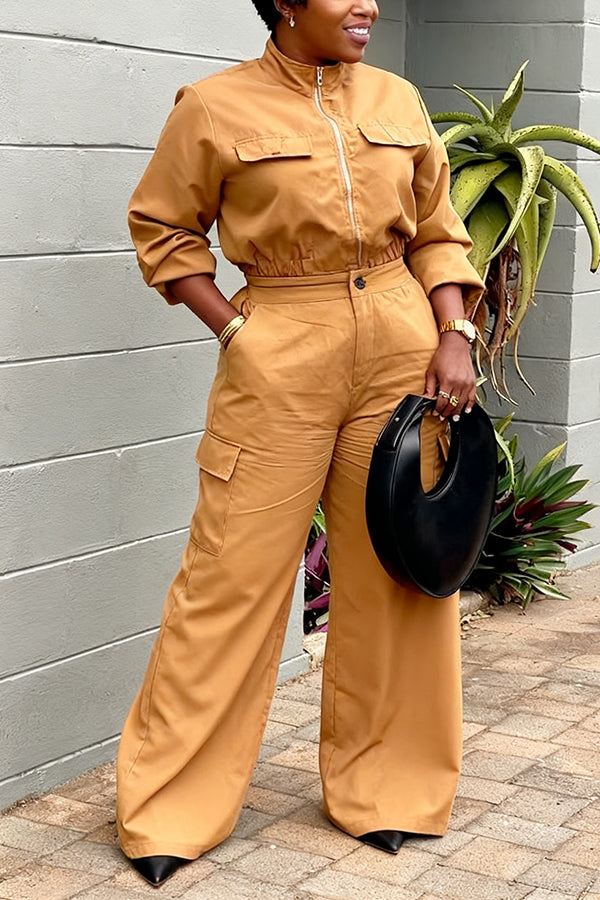 Chic Zip Up Top & Pants Set