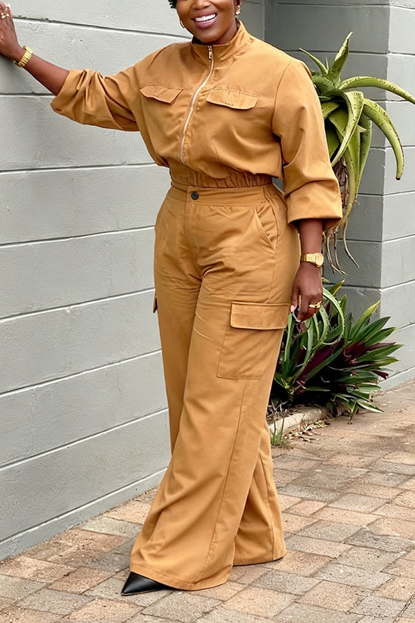 Chic Zip Up Top & Pants Set