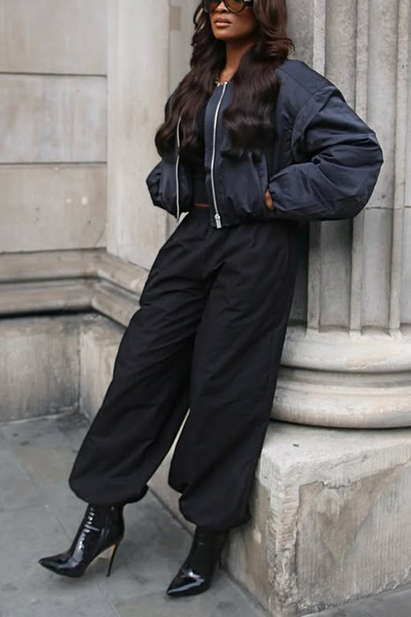 Fashion Zip Front Baseball Jacket