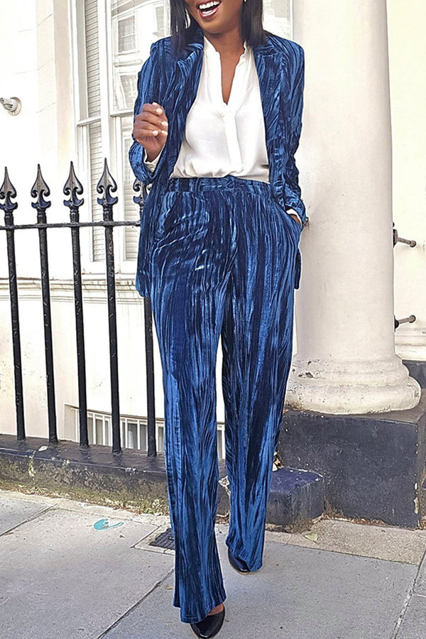 Stylish Velvet Blazer & Pants Set