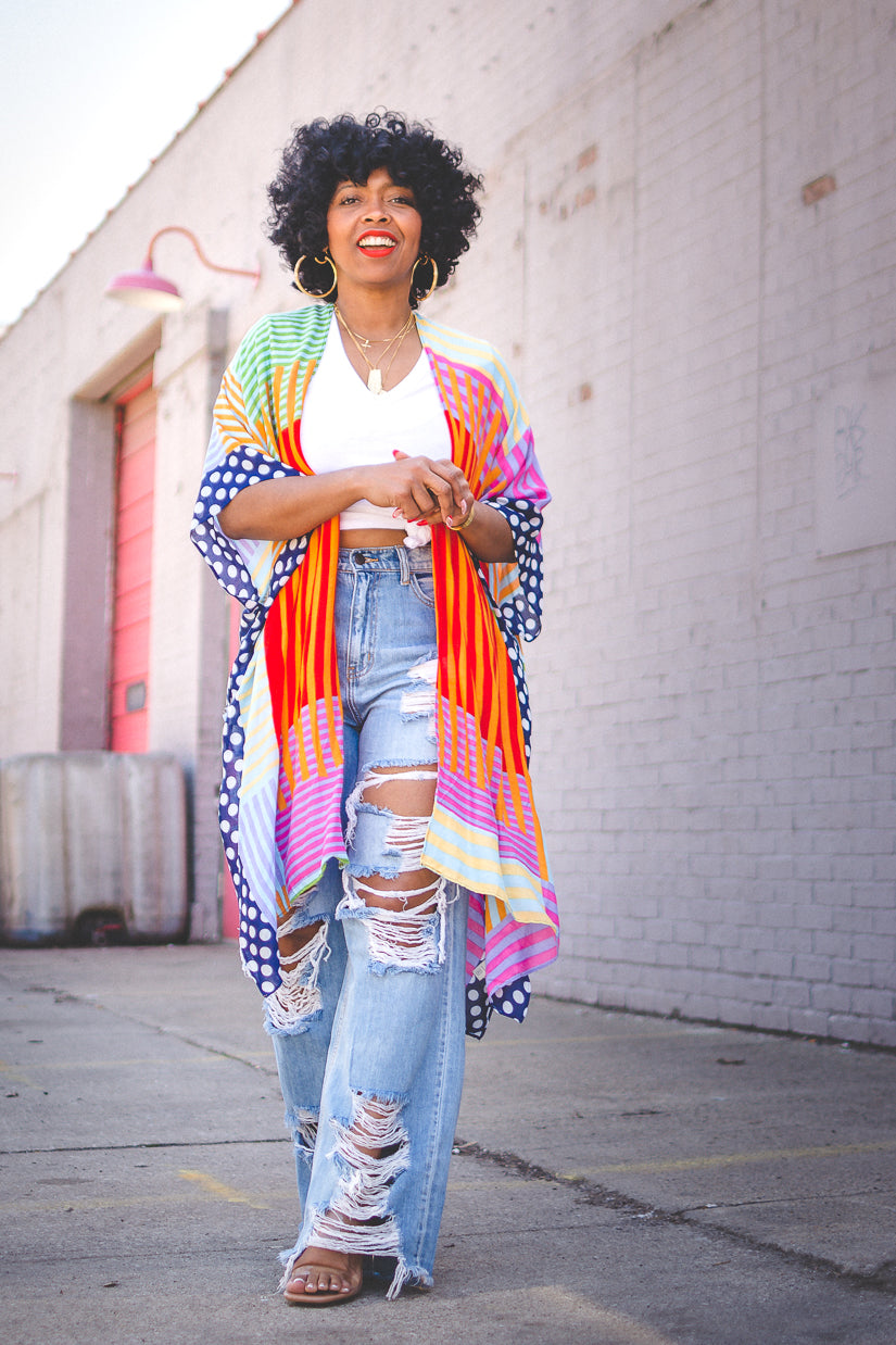 Casual Side Ruched Allover Print Wide Leg Jeans