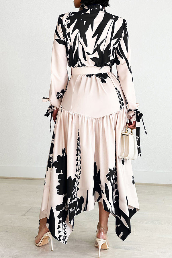 Fashion Floral Print Asymmetrical Hem Dress