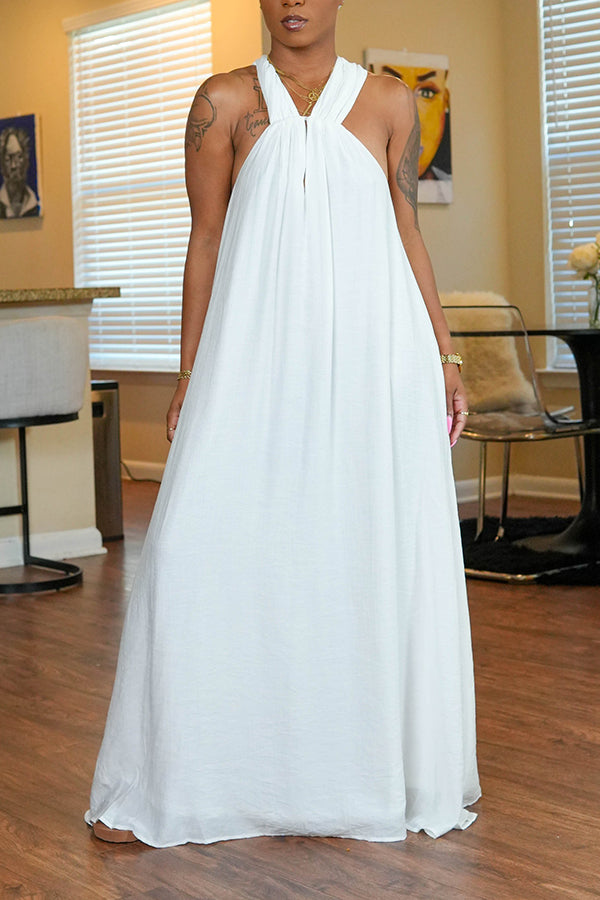 Chic Halter Ruched Maxi Dress