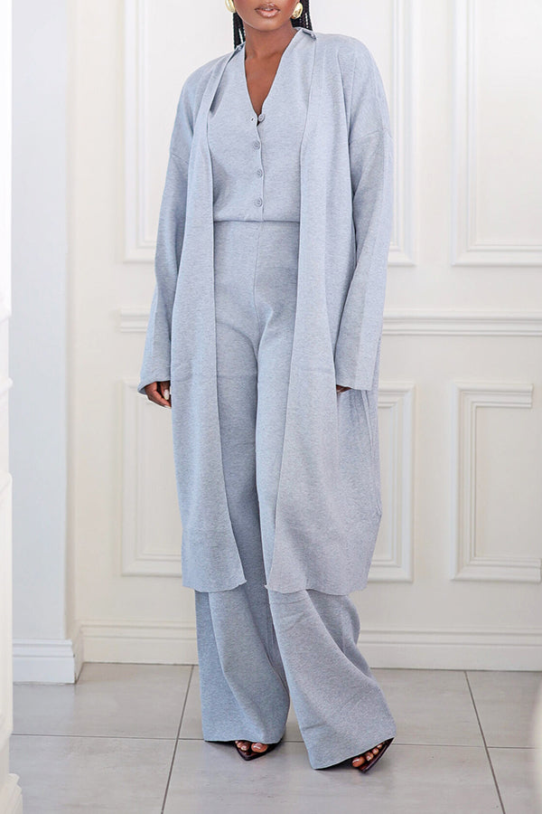 Solid Color Ribbed Open Front Cardigan