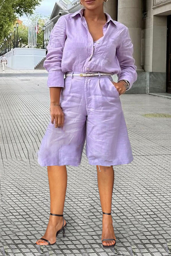 Vintage Patched Pocket Shirt & Shorts Set