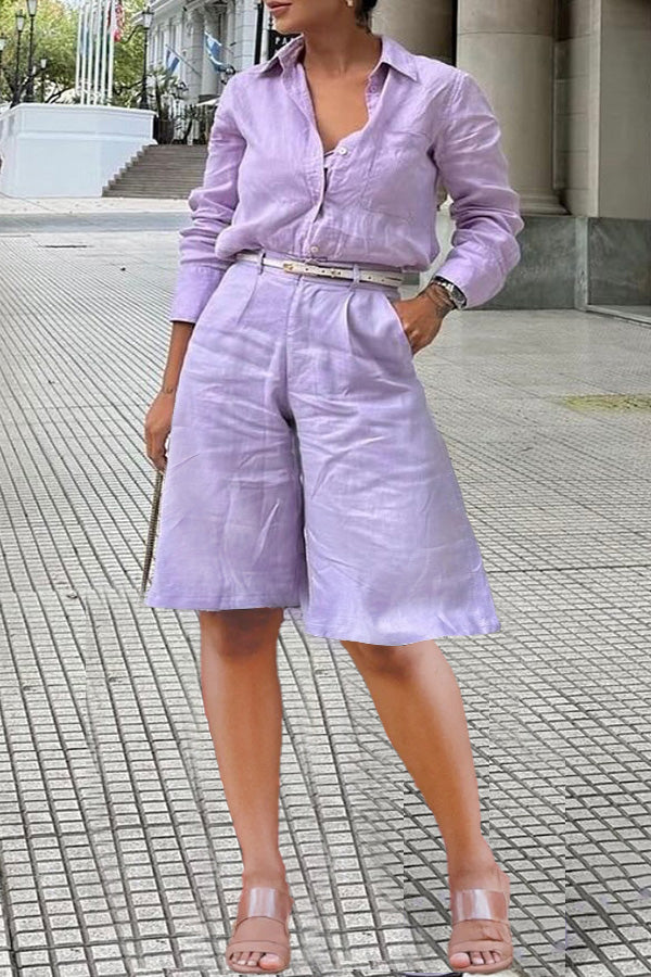 Vintage Patched Pocket Shirt & Shorts Set