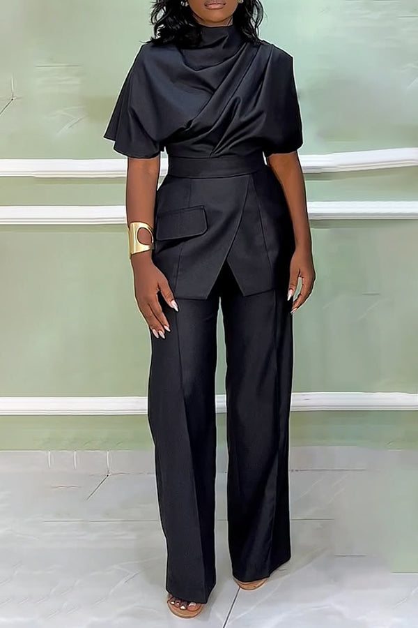 Chic Bat Sleeve Top & Two Piece Pants Set