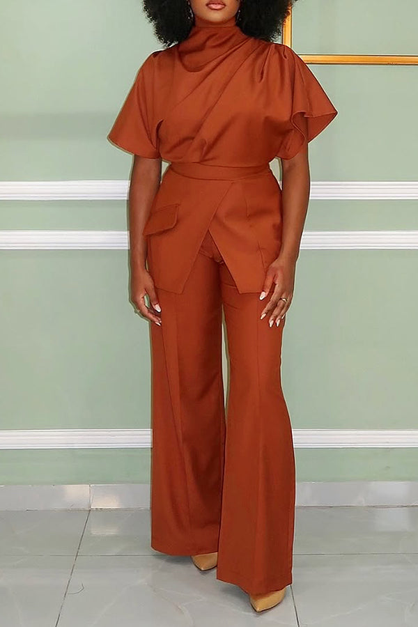 Chic Bat Sleeve Top & Two Piece Pants Set